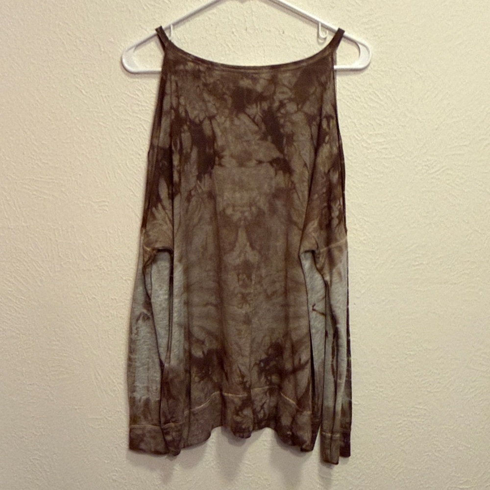 🐻🐻🐻3 for 12$🐻🐻🐻Brown Tie-Dye Cold Shoulder Women's Top-medium - Picture 9 of 10